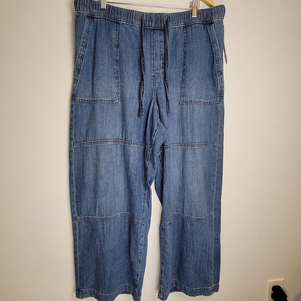 GAP Blue High Rise Wide-Leg Denim Trousers Size XL - Picture 2 of 11